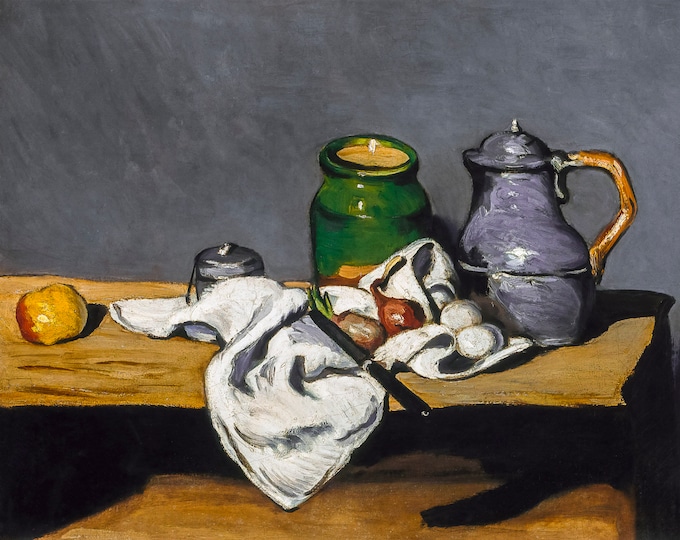 Paul Cézanne, Still life with kettle, 1869 | Art Print | Canvas Print | Fine Art Poster | Art Reproduction | Archival Giclee | Gift Wrapped