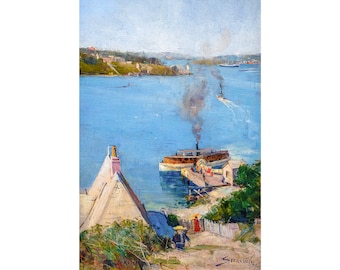 Arthur Streeton, Morning Sketch, also known as McMahon's Point Ferry, 1890 | Art Print | Canvas Print | Fine Art Poster | Art Reproduction