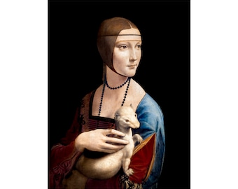 Leonardo da Vinci, Lady with an Ermine, 1490 | Art Print | Canvas Print | Fine Art Poster | Art Reproduction | Archival Giclee | Gift Wrap