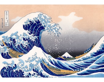 Hokusai, The Great Wave off Kanagawa, Japan Tsunami, 1832  | Art Print | Canvas Print | Fine Art Poster | Archival Giclee | Gift Wrapped Art