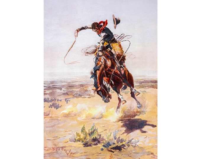 Charles Marion Russell, A Bad Hoss, 1904 | Art Print | Canvas Print | Fine Art Poster | Art Reproduction | Archival Giclee | Gift Wrapped