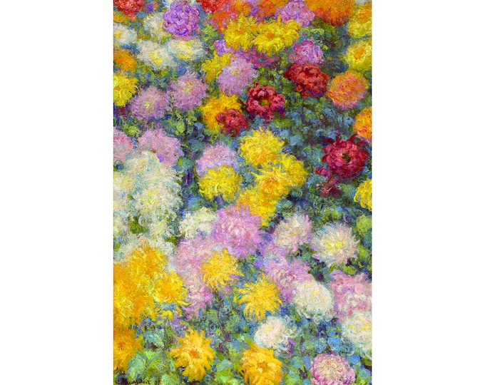 Claude Monet, Chrysanthemums, 1897 | Art Print | Canvas Print | Fine Art Poster | Art Reproduction | Archival Giclee | Gift Wrapped