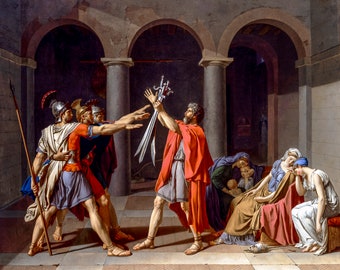 Jacques-Louis David, Oath of the Horatii, 1786 | Art Print | Canvas Print | Fine Art Poster | Art Reproduction | Archival Giclee | Gift Wrap