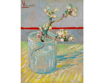 Van Gogh, Blossoming Almond Branch in a Glass, 1888 | Art Print | Canvas Print | Fine Art Poster | Art Reproduction | Archival Giclee | Gift