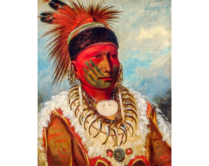 George Catlin, The White Cloud, Head Chief of the Iowas, 1844 | Art Print | Canvas Print | Fine Art Poster | Art Reproduction | Archival