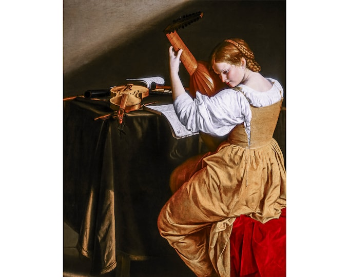 Orazio Gentileschi, The Lute Player, 1620 | Art Print | Canvas Print | Fine Art Poster | Art Reproduction | Archival Giclee | Gift Wrapped