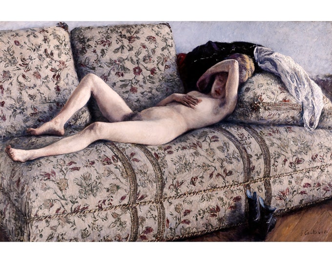 Gustave Caillebotte, Nude on a Couch, 1885 | Art Print | Canvas Print | Fine Art Poster | Art Reproduction | Archival Giclee | Gift Wrapped