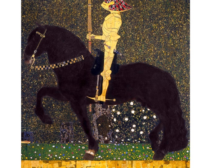 Gustav Klimt, Life is a Struggle (Golden Rider) 1903 | Art Print | Canvas Print | Fine Art Poster | Art Reproduction | Archival Giclee