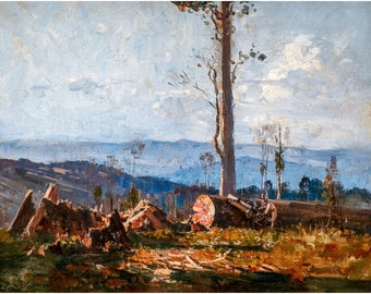 Arthur Streeton – Last of the Messmates, (1928), Canvas Print or Fine Art Giclee – Enhanced
