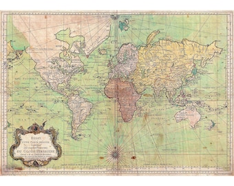 Geographicus, Bellin Nautical Chart or Map of the World, 1778 | Art Print | Canvas Print | Fine Art Poster | Art Reproduction | Archival