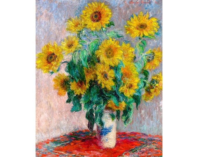 Claude Monet, Bouquet of Sunflowers, 1881 | Art Print | Canvas Print | Fine Art Poster | Art Reproduction | Archival Giclee | Gift Wrapped