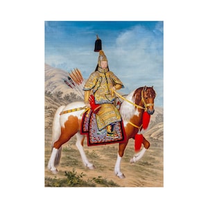 Castiglione, The Qianlong Emperor in Ceremonial Armor on Horseback, 1758 | Art Print | Canvas Print | Fine Art Poster | Art Reproduction