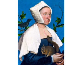 Hans Holbein, A Lady with a Squirrel and a Starling, 1497 | Art Print | Canvas Print | Fine Art Poster | Art Reproduction | Archival Giclee