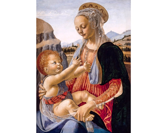 Andrea Verrocchio, Virgin with the Seated Child, 1400s | Art Print | Canvas Print | Fine Art Poster | Art Reproduction | Archival Giclee