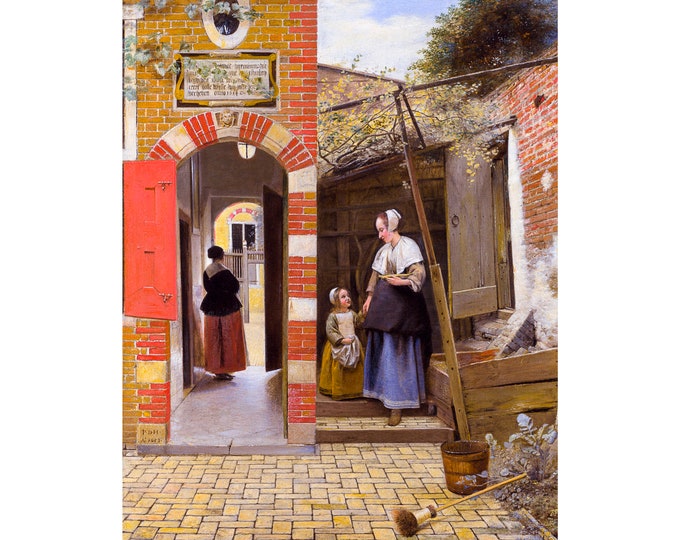 Pieter de Hooch, The Courtyard of a House in Delft, 1658 | Art Print | Canvas Print | Fine Art Poster | Art Reproduction | Archival Giclee