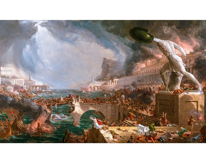 Thomas Cole, The Course of Empire Destruction, 1836 | Art Print | Canvas Print | Fine Art Poster | Art Reproduction | Archival Giclee | Gift