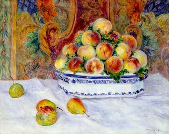 Renoir, Still Life with Peaches, 1881 | Art Print | Canvas Print | Fine Art Poster | Art Reproduction | Archival Giclee | Gift Wrapped
