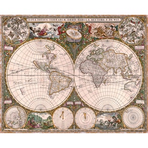 Old World Map, 1660, Nova totius terrarum orbis tabula | Art Print | Canvas Print | Fine Art Poster | Art Reproduction | Archival Giclee