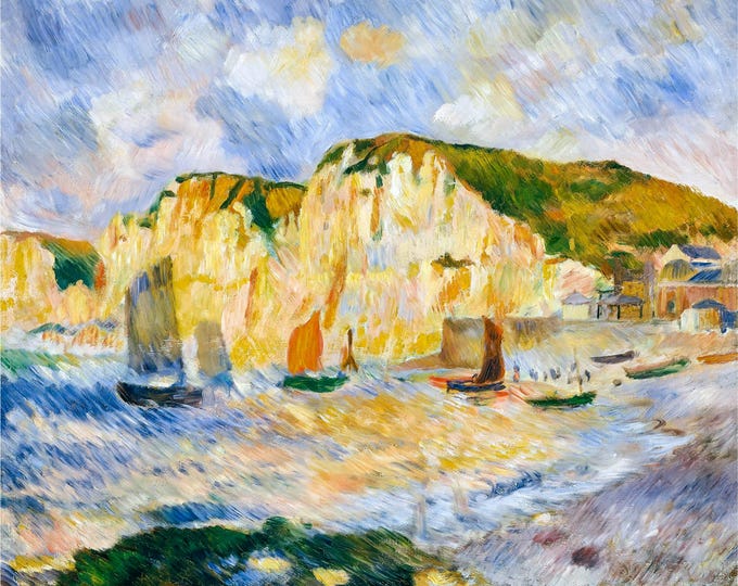 Renoir, Sea and Cliffs, 1885 | Art Print | Canvas Print | Fine Art Poster | Art Reproduction | Archival Giclee | Gift Wrapped