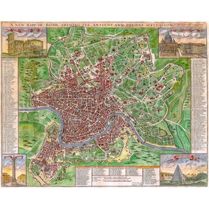 Geographicus, John Senex Map of Rome, 1721 | Art Print | Canvas Print | Fine Art Poster | Art Reproduction | Archival Giclee | Gift Wrapped
