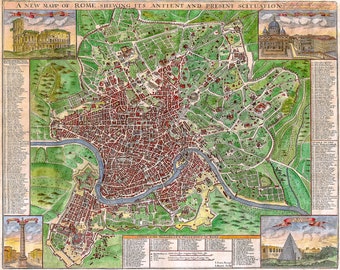 Geographicus, John Senex Map of Rome, 1721 | Art Print | Canvas Print | Fine Art Poster | Art Reproduction | Archival Giclee | Gift Wrapped