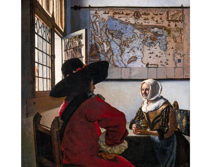Vermeer, Officer and Laughing Girl, 1657 | Art Print | Canvas Print | Fine Art Poster | Art Reproduction | Archival Giclee | Gift Wrapped
