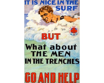Australian War Propaganda, Surfing | Art Print | Canvas Print | Fine Art Poster | Art Reproduction | Archival Giclee | Gift Wrapped