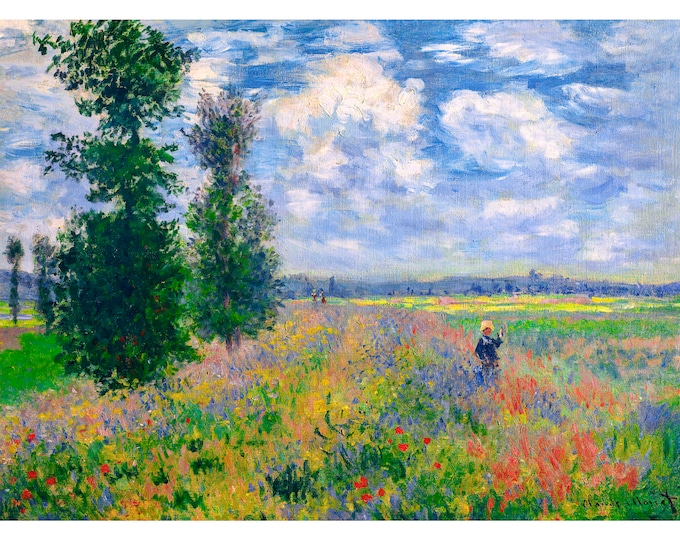 Claude Monet, Poppy Fields near Argenteuil, 1875 | Art Print | Canvas Print | Fine Art Poster | Art Reproduction | Archival Giclee | Gift