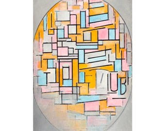 Piet Mondriaan, Compositie in Ovaal met Kleurvlakken 2, 1914 | Art Print | Canvas Print | Fine Art Poster | Art Reproduction | Archival