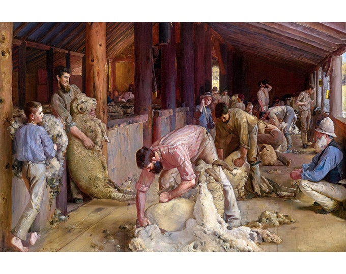 Tom Roberts, Shearing the Rams, 1890 | Art Print | Canvas Print | Fine Art Poster | Art Reproduction | Archival Giclee | Gift Wrapped