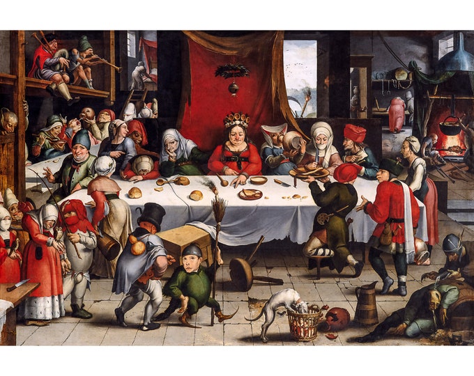 Jan Mandijn, Burlesque Feast, 1550 | Art Print | Canvas Print | Fine Art Poster | Art Reproduction | Archival Giclee | Gift Wrapped