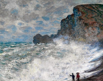 Claude Monet, Rough weather at Étretat, 1883 | Art Print | Canvas Print | Fine Art Poster | Art Reproduction | Archival Giclee | Gift Wrap