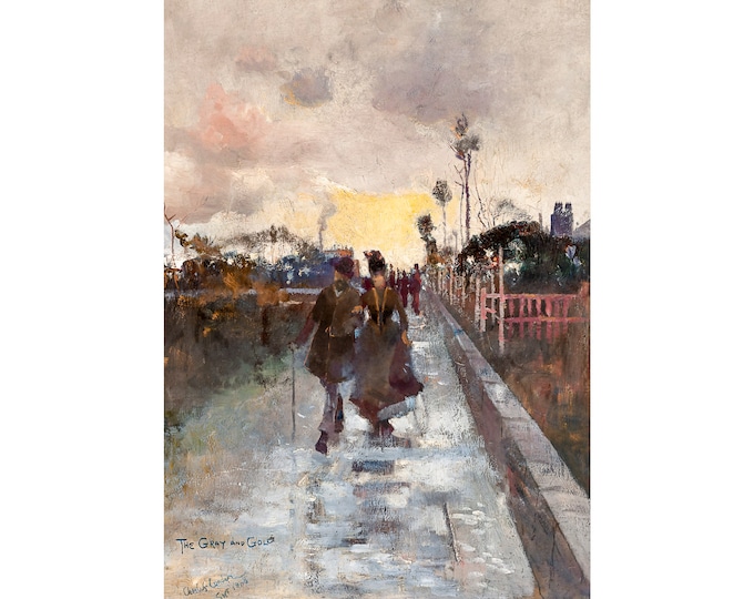 Charles Conder, Going home (The Gray and Gold), 1888 | Art Print | Canvas Print | Fine Art Poster | Art Reproduction | Archival Giclee