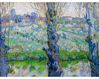 Van Gogh, View of Arles, Flowering Orchards, 1889 | Art Print | Canvas Print | Fine Art Poster | Art Reproduction | Archival Giclee | Gift