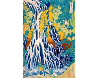 Hokusai, Pilgrims at Kirifuri Waterfall, 1831 | Art Print | Canvas Print | Fine Art Poster | Art Reproduction | Archival Giclee | Gift Wrap