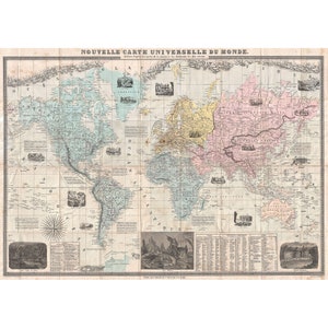 Geographicus, Delamarche Case Map of the World, 1859 | Art Print | Canvas Print | Fine Art Poster | Art Reproduction | Archival Giclee
