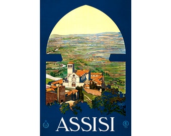 Assisi, Italy, Travel Ad | Art Print | Canvas Print | Fine Art Poster | Art Reproduction | Archival Giclee | Gift Wrapped