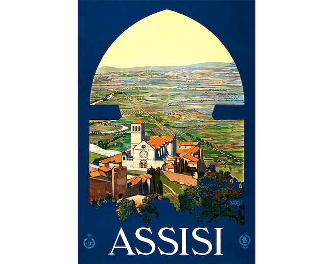Assisi, Italy, Travel Ad | Art Print | Canvas Print | Fine Art Poster | Art Reproduction | Archival Giclee | Gift Wrapped