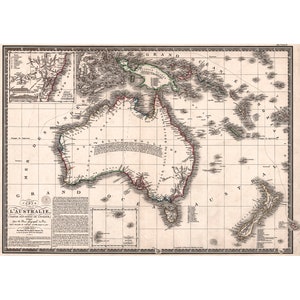Map Of Australia, 1826 | Art Print | Canvas Print | Fine Art Poster | Art Reproduction | Archival Giclee | Gift Wrapped