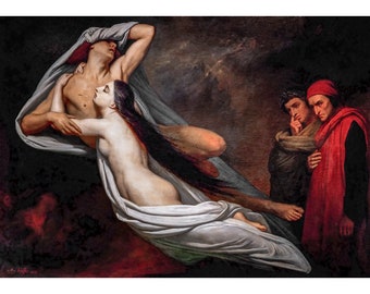 Ary Scheffer, The Ghosts Of Paolo And Francesca Appear To Dante And Virgil, 1855 | Art Print | Canvas Print | Fine Art Poster | Art