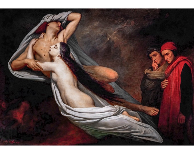 Ary Scheffer, The Ghosts Of Paolo And Francesca Appear To Dante And Virgil, 1855 | Art Print | Canvas Print | Fine Art Poster | Art
