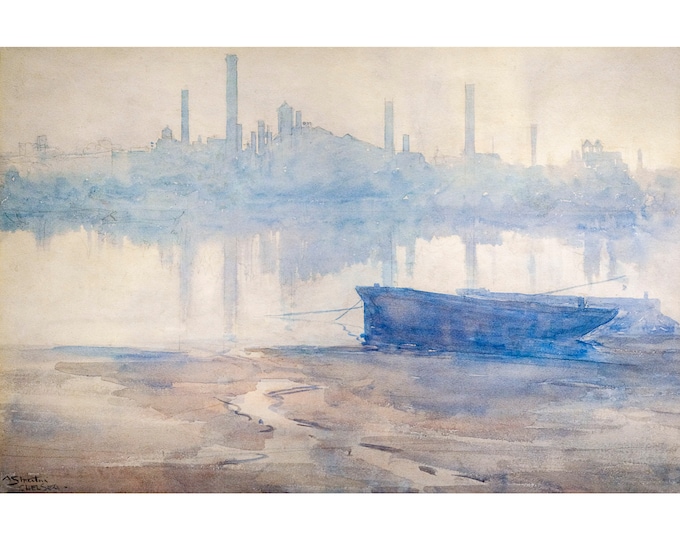 Arthur Streeton, Morning mist on the Thames, 1906 | Art Print | Canvas Print | Fine Art Poster | Art Reproduction | Archival Giclee | Gift