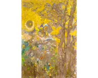 Odilon Redon, Trees on a Yellow Background, 1901 | Art Print | Canvas Print | Fine Art Poster | Art Reproduction | Archival Giclee | Gift