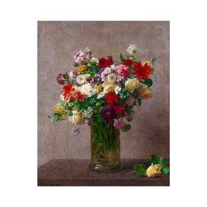 Henri Fantin-Latour, Flowers from Normandy, 1887 | Art Print | Canvas Print | Fine Art Poster | Art Reproduction | Archival Giclee | Gift