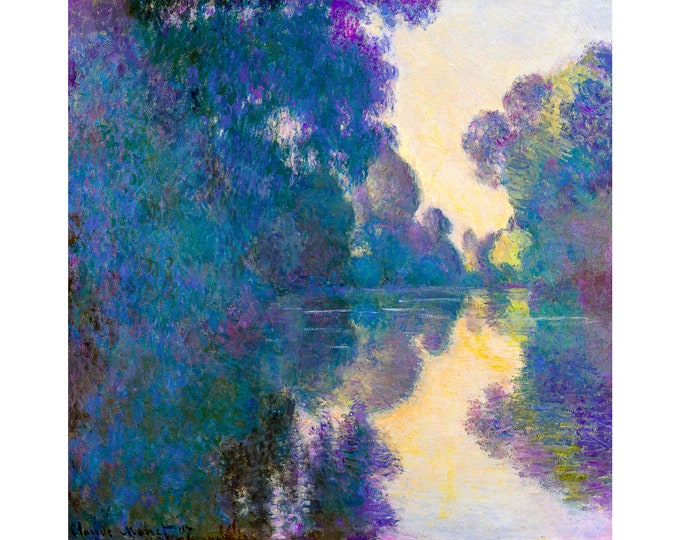 Claue Monet, Morning on the Seine near Giverny, 1897 | Art Print | Canvas Print | Fine Art Poster | Art Reproduction | Archival Giclee