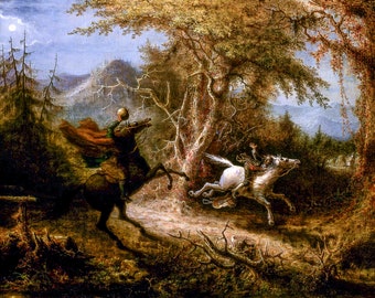 John Quidor, The Headless Horseman Pursuing Ichabod Crane, 1858 | Art Print | Canvas Print | Fine Art Poster | Art Reproduction | Archival