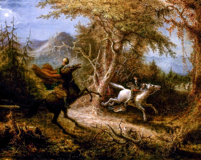 John Quidor, The Headless Horseman Pursuing Ichabod Crane, 1858 | Art Print | Canvas Print | Fine Art Poster | Art Reproduction | Archival