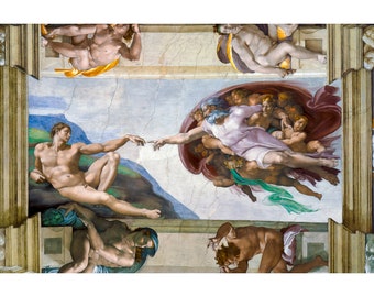 Michelangelo, The Creation of Adam, 1511 | Art Print | Canvas Print | Fine Art Poster | Art Reproduction | Archival Giclee | Gift Wrapped