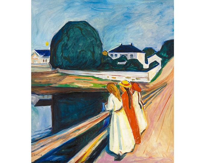 Edvard Munch, Girls on the Bridge, 1899 | Art Print | Canvas Print | Fine Art Poster | Art Reproduction | Archival Giclee | Gift Wrapped