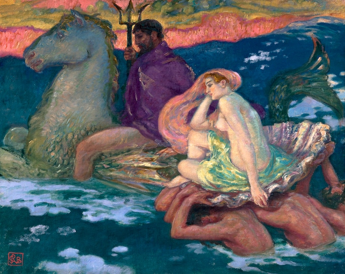 Rupert Bunny, Poseidon And Amphitrite, 1913 | Art Print | Canvas Print | Fine Art Poster | Art Reproduction | Archival Giclee | Gift Wrapped